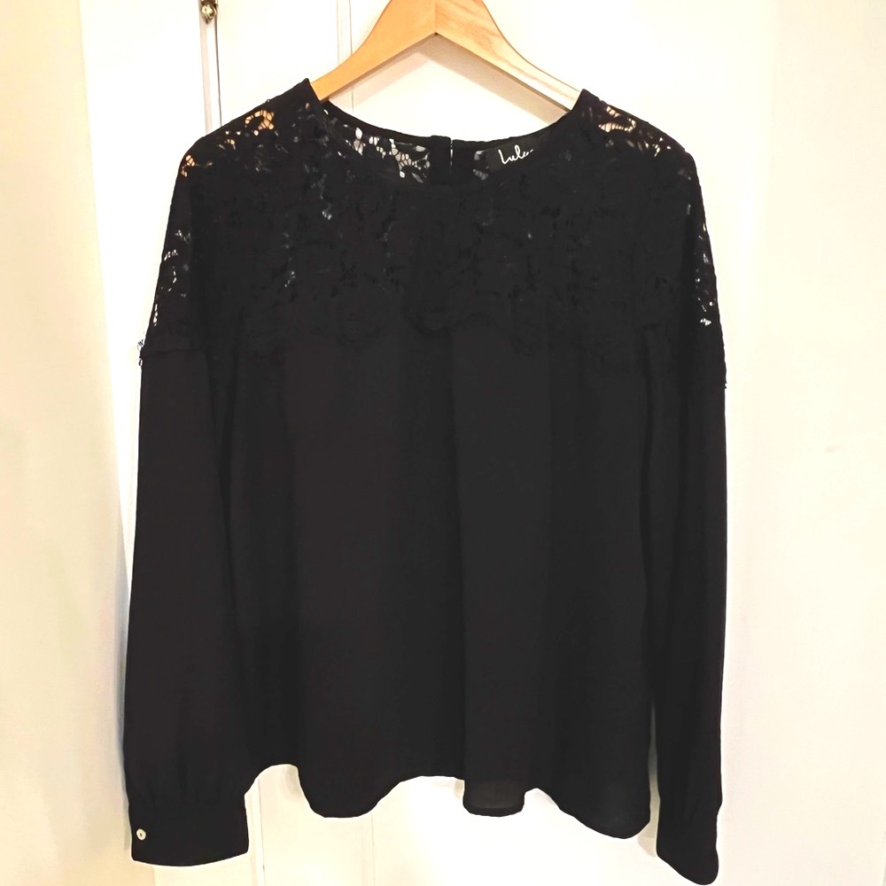 Lace Detail Black Blouse